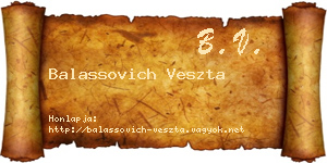 Balassovich Veszta névjegykártya